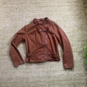 Vintage 2000s brown cotton moto jacket